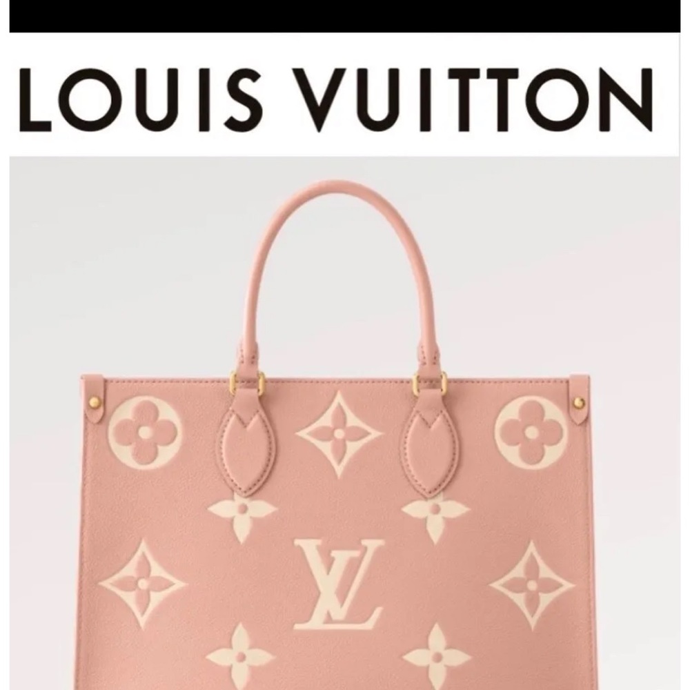LOUIS VUITTON ONTHEGO MM
MONOGRAM LEATHER ROSE/
TRIANON CREME